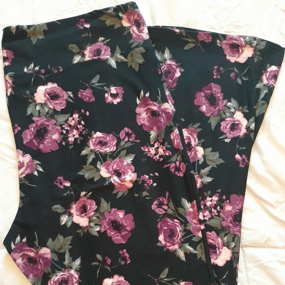 2XL, Floral, Cotton Stretch, Bell Bottom, Yogapant